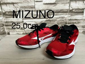 MIZUNO ミズノ シューズ 25.0cm スニーカー ランニングシューズ ジョギング レッド