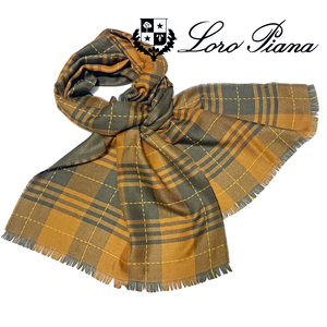  Loro Piana Loro Piana men's cashmere × silk check stole orange *