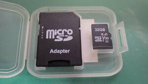 ★1円～売切　送料84円　中古　美品　microSDカード 32GB ケース付き　クイックフォーマット済　SDカードとしても可能