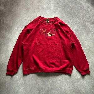 【古着】artisans スウェット トレーナー アニマルプリント 小鳥 XL