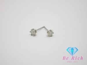 Pt900 platinum diamond 0.10ct attaching design stud earrings mere catch none gem jewelry accessory [ used ]th9484