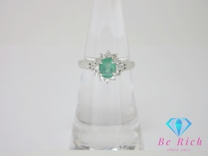 Ювелирные изделия Maki Pt850 Platinum Emerald 0,48CT Diamond 0,20CT Дизайн кольцо № 12 Ювелирные изделия MELE [Используются] TH9629