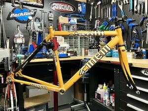 中古 CINELLI UNICA 2006年 510mm COLUMBUS アルミ/カーボンフレームセット イエロー カーボンフォーク チネリ コロンバス ロード