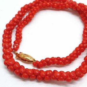 《K18天然本珊瑚ネックレス》D 22.4g 40.5cm コーラルcoral さんご necklace ジュエリー jewelry DH5/DI0