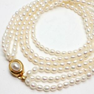 《淡水パール3連ネックレス》D ◎26.5g 41.5cm 3.5-4.0mm珠 ベビーパール pearl necklace ジュエリー jewelry EA0/EA0