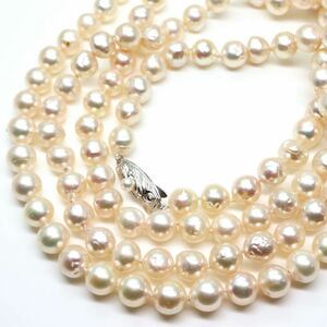 TASAKI(田崎真珠)ソーティング付!!《アコヤ本真珠ロングネックレス》D 6.5-8.0mm珠 97.1g 123cm pearl necklace jewelry ED0/EF0