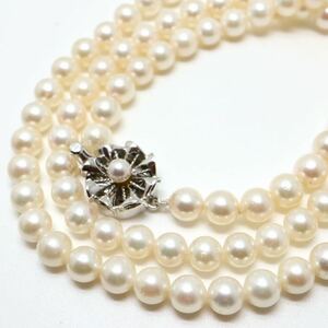 《アコヤ本真珠ネックレス》D 6.0-6.5mm珠 38.0g 64cm pearl necklace ジュエリー jewelry DE0/DH0