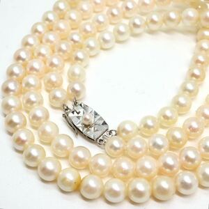 ソーティング付き!!《アコヤ本真珠2連ネックレス》D 6.5-7.0mm珠 55.9g 42cm pearl necklace ジュエリー jewelry EA0/EA5