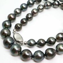 《南洋黒蝶真珠ネックレス》D 8.0-11.0mm珠 46.6g 42.5cm pearl necklace ジュエリー jewelry ED0/EE0_画像1
