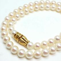 TASAKI(田崎真珠)《K18天然ダイヤモンド付アコヤ本真珠ネックレス》D 6.5-7.0mm珠 29.4g 39.5cm pearl necklace ジュエリーjewelry EB4/EC1_画像1