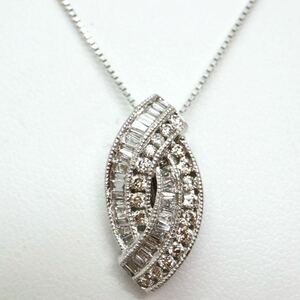 豪華!!《K18WG 天然ダイヤモンドネックレス》D 4.8g 44.5cm diamond jewelry necklace ジュエリー EE0/EE0