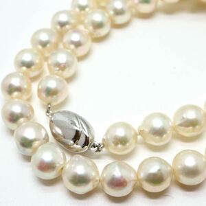 大珠!!テリ良し!! 《アコヤ本真珠ネックレス》D 9.0-9.5mm珠 49.2g 42cm pearl necklace ジュエリー jewelry DG0/DG