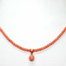 《K18天然桃珊瑚ネックレス》D 3.0/6.0mm珠　5.4g 42cm coral necklace ジュエリー jewelry DC0/DC0_画像2