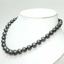 《南洋黒蝶真珠ネックレス》D 8.0-11.0mm珠 46.6g 42.5cm pearl necklace ジュエリー jewelry ED0/EE0_画像3