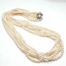 高品質!!《淡水パール5連ネックレス》D 4.0-4.5mm珠 75.5g 55cm pearl necklace jewelry DC0/EF0_画像5