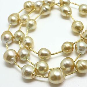 豪華!!《K18ゴールデンパールステーションネックレス》D 56.2g 82cm 8.5-11.5mm珠 パール pearl necklace ジュエリー jewelry 白蝶 FA0/FA3