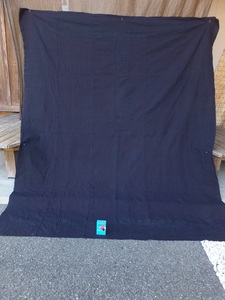 濃い生地厚藍木綿古布・長い5.3幅繋ぎ・214×178㌢・820g・リメイク素材
