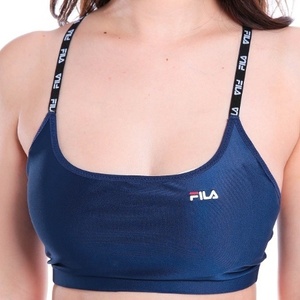 Sサイズ 新品 FILA フィラ レディース スポブラ ネイビー 水陸両用 ヨガ ジム 水着 フィットネス ロゴ肩紐ブラトップ トップス　送料無料