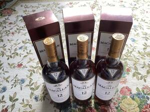 古酒 未開栓 3本セット THE MACALLAN ザ・マッカラン 12年 シェリーオークカスク 旧ボトル 40% 700ml 箱付 サントリー(株)販売 送料無料