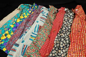 * Showa Retro clothes together 02 shirt blouse 9 sheets floral print other old clothes * remake cloth / consumption tax 0 jpy 