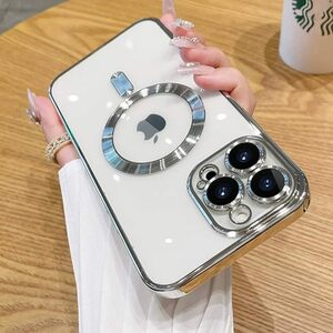 Phoneケース　カバー　ソフトカバー　レンズフィルム付き　ワイヤレス充電可能 シルバー iPhone15