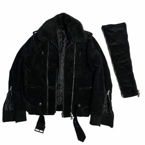 00's Rare Japanese Label SCHLUSSEL velor riders jacket g.o.a lgb ifsixwasnine 14th addiction grunge TORNADO MART kmrii 