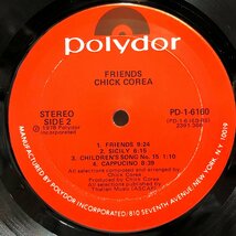 【US盤 LP】CHICK COREA / FRIENDS フレンズ / チック・コリア, スティーブ・ガッド, ジョー・ファレル, E.ゴメス POLYDOR PD-1-6160 ▲_画像4