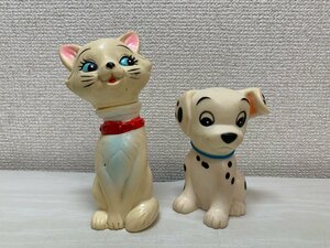 【2体まとめて】三菱銀行 貯金箱 101匹わんちゃん おしゃれキャット マリー ソフビ ディズニー 人形 ※壊れ有 ノベルティグッズ 当時物 ☆