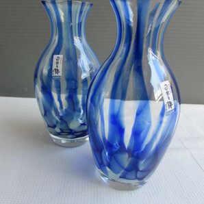日本の詩 カメイガラス ■ブルー系 徳利２本で 昭和レトロ 和風 ガラス 冷酒 日本酒 酒器の画像7