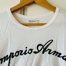 H6302cL EMPORIO ARMANI エンポリオアルマーニ サイズL 長袖Tシャツ ロンT カットソー ホワイト 白 レディース ロゴプリント 綿100%_画像3