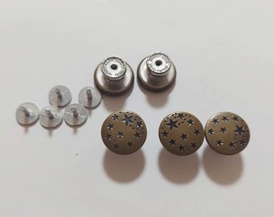 ジーンズ用ボタン　5点セット　古銅色☆柄　ボタンピン　金属ボタン　縫わないツールなし　取り付け簡単