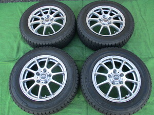 ホイール美品 タイヤバリ山 A-TECH SCHNEIDER 195/65R15 6.0J +50 PCD114.3 ノア VOXY エスクァイア ステップワゴン 手渡し歓迎(C2145)