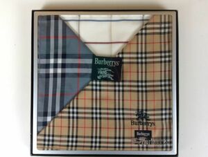 未使用品 バーバリー Burberrys OF LONDON ハンカチ 定番 チェック柄 3色セット 箱入り ホワイト グレー ベージュ プレゼント 管48801661