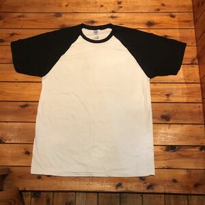ギルダン　GILDAN ラグランTシャツ Tシャツ 未使用品　ブラック×ホワイト　XLサイズ