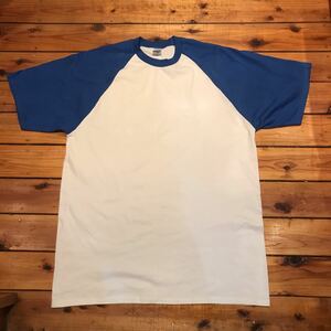 ギルダン　GILDAN ラグランTシャツ　Tシャツ 未使用品　2XLサイズ ブルー×ホワイト　無地Tシャツ