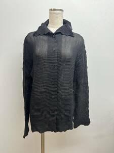 265☆ISSEY MIYAKE イッセイ ミヤケ☆プリーツ加工 シャツ ジャケット【M】チャコールグレー