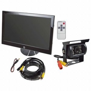 [3 point set ] large screen 12V on dash monitor 10 -inch + night vision LED back camera 20m extension cable dash board 