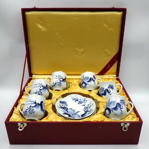 1円～ Meissen マイセン ブルーオーキッド カップ&ソーサー 6客 計12点 ケース付 y196-2364747【Y商品】