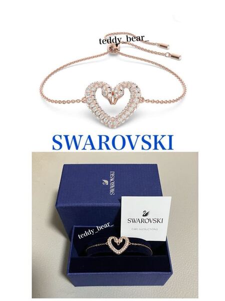 送料無料 新品 未使用 スワロフスキー SWAROVSKI Una ブレスレット ハート ローズゴールド 箱付き