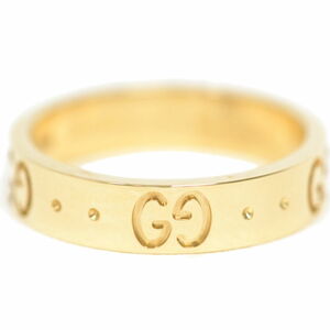 Real Gucci Gucci GG Значок кольцо 750 YG Кольцо 8 7,5 желтого золота
