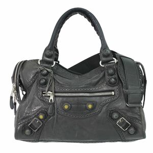 本物 バレンシアガ BALENCIAGA ザ ジャイアントシティ 2WAY ショルダーバッグ ハンドバッグ レザー ブラック 204529