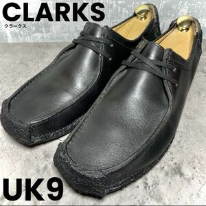 【NATALIE！】CLARKS クラークス ナタリー UK9 US10 黒 ブラック 革靴 ドライビング 26.5cm 27.0cm アッパー美品