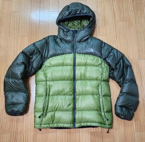 即決 早い者勝ち 【 ザ ノースフェイス/THE NORTH FACE 】アコンカグアフーディー ダウンジャケット サイズM グリーン系バイカラー