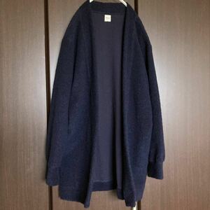 新品未使用! Ron Herman ロンハーマン RHC WOOL PILE CARDIGAN ノーカラー ウール パイル カーディガン ネイビー ロングカーディガン 