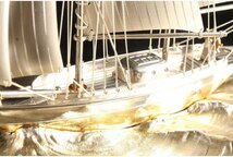 [URA]SILVER970刻印/銀製帆船『順風満帆』/4-11-149　(検索)骨董/船/銀船/模型/置物/宝船/銀製品/シルバー/南鐐_画像6