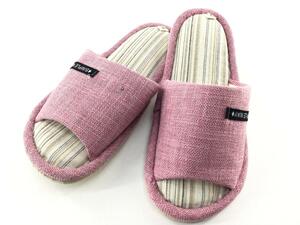 .. feeling . is good ... slippers front opening cotton flax M 23~24.5cmlaz Berry 