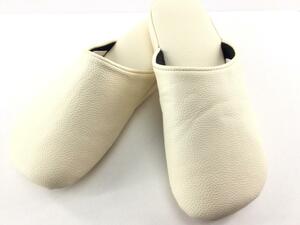  leather style slippers slip prevention attaching M 22~24cm ivory 