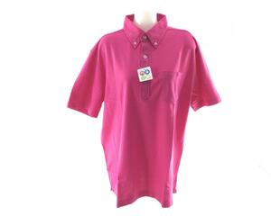 ボタンダウンポロシャツ 5.3オンス スタンダード 吸汗速乾 看護師 介護士 LLサイズ ホットピンク 送料250円