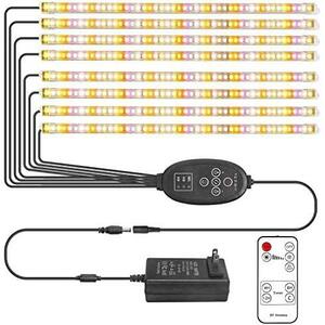 Derlights 植物育成ライト ８本セット 暖色系 384個LEDチップ フルスペクトル タイマー機能(4/8/12H) 10階段調光 八つ照明モード 野菜 多肉