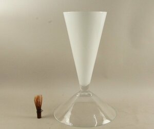 hh807 硝子 大型 花器 高さ50cm 華道具 茶道具 ガラス ラッパ型 花瓶 花入れ フラワーベース